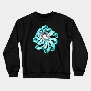 Human Scull in blue Flower Crewneck Sweatshirt